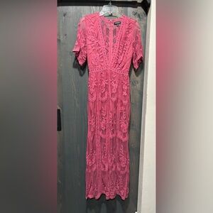 Fashion Nova Pink Lace Maxi Dress